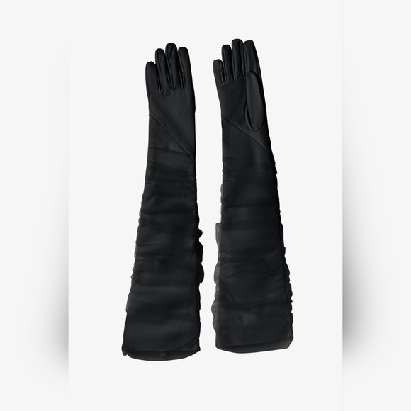 NWT Lamarque MARILYN | FAUX LEATHER AND TULLE GLOVES Miscraeants - Picture 3 of 4